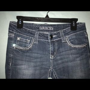 Grace in LA Womens Dark Wash Denim Bootcut Jeans